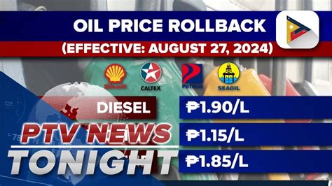 Oil price rollback set on August 27 .